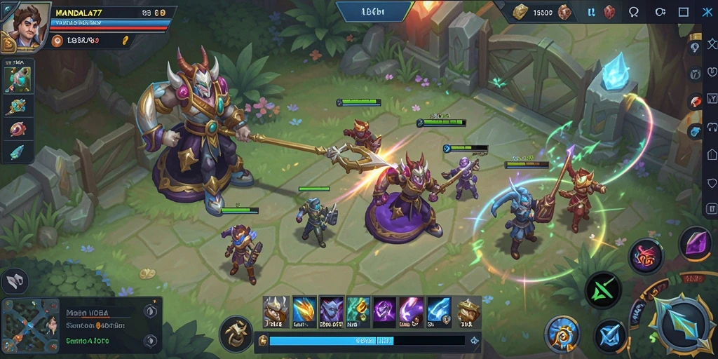 Tampilan seru gameplay MANDALA77 di arena pertempuran.
