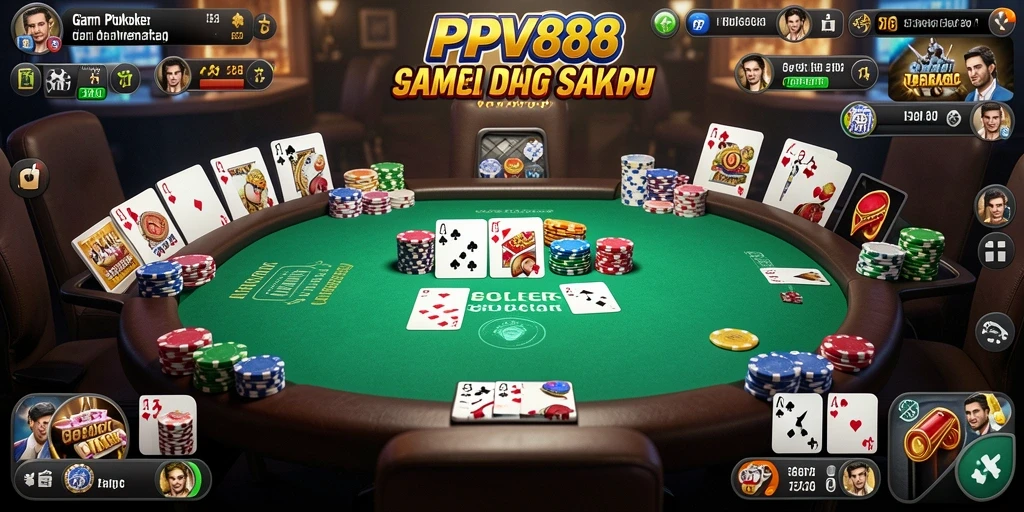 Tampilan gameplay Poker yang mendebarkan di PPV88.