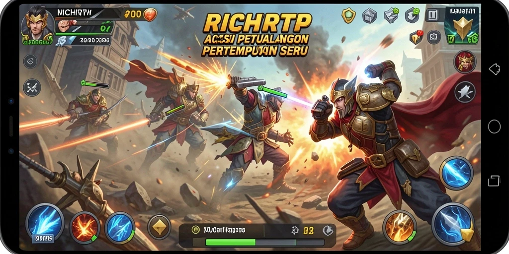 Tampilan layar permainan RICHRTP dengan aksi pertempuran mendebarkan.
