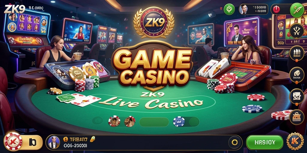 Tampilan gameplay ZK9 yang menarik dengan dealer langsung.